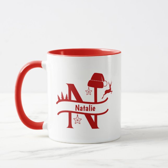 Caneca Letra personalizada N Nome Monograma Mug (Esquerda)