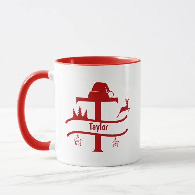 Caneca Letra personalizada T Nome Monograma Mug (Esquerda)