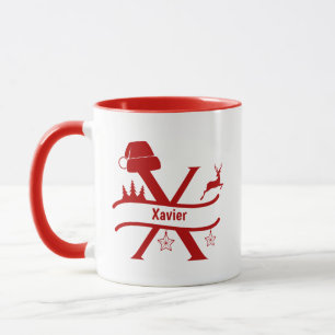 Caneca Letra personalizada X Nome Monograma Mug