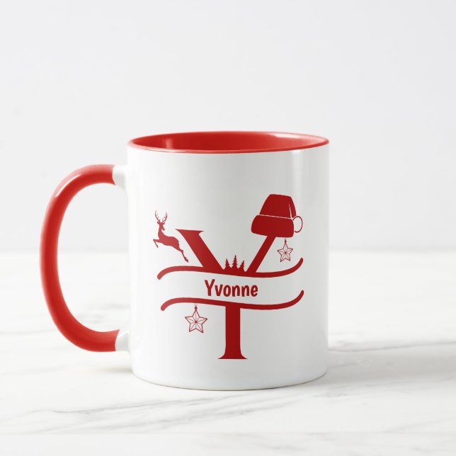 Caneca Letra personalizada Y Nome Monograma Mug (Esquerda)