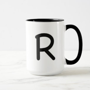 Caneca Letra R brilho exterior