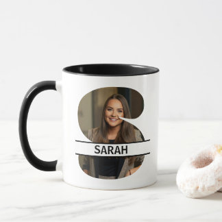Caneca Letra 'S' com Foto e Nome Personalizados