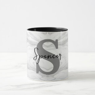 Caneca Letra S Monograma de Mármore Clássico e Moderno