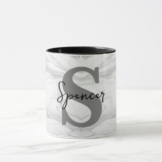 Caneca Letra S Monograma de Mármore Clássico e Moderno (Centro)