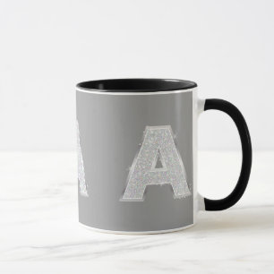 Caneca Letra Silver Glitter A