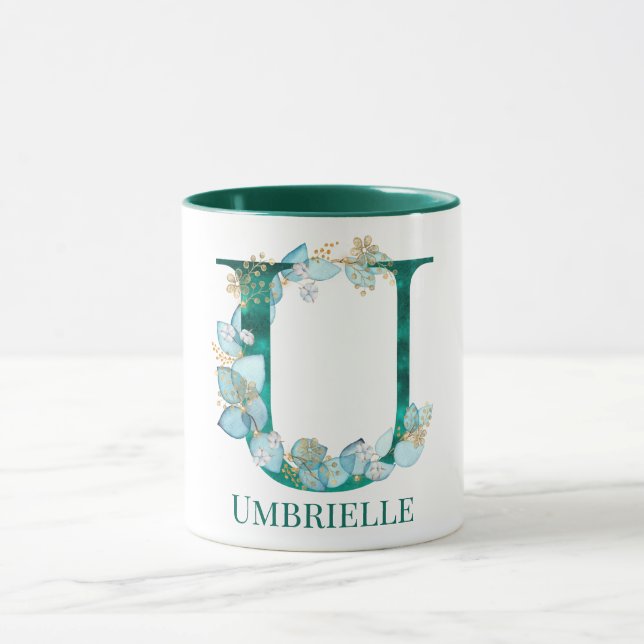 Caneca Letra U de branco e monograma Dourado (Centro)