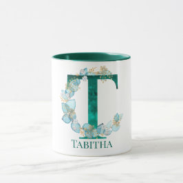 Caneca Letra W e Monograma Dourado com Aquarela