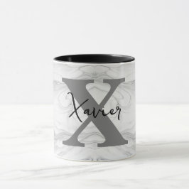 Caneca Letra X Monograma de Mármore Moderna e Clássica