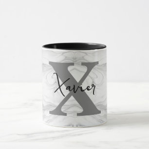 Caneca Letra X Monograma de Mármore Moderna e Clássica
