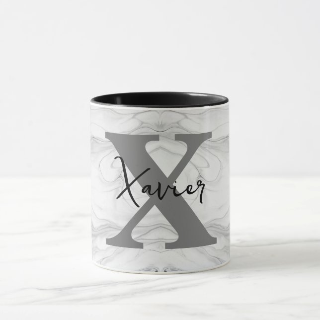 Caneca Letra X Monograma de Mármore Moderna e Clássica (Centro)