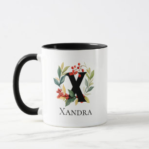 Caneca Letra X Monograma Verruga de Natal Inicial