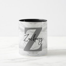 Caneca Letra Z Monograma de Mármore Clássico e Moderno