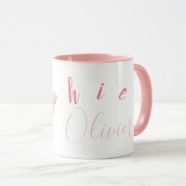 Caneca letras de seu nome . cor-de-rosa (Frente Esquerda)