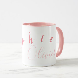 Caneca letras de seu nome. rosa