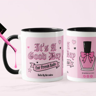 Caneca Letras Góticas Rosa Tecnologia de Unhas