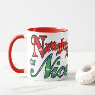 Caneca Letras Vermelhas de Natal retrógradas, travessas