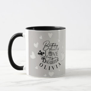 Caneca Letreiro de Aniversário de Filha Minimalista