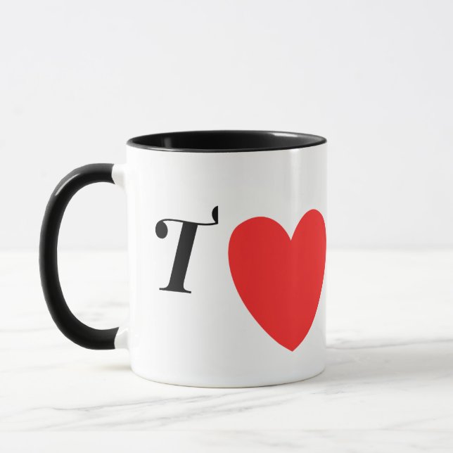 Caneca Letter T Heart - Valentine Initial Love Design (Esquerda)