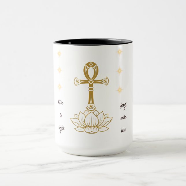 Caneca Levantamento da luz - Ankh e Lotus Bilingual Spiri (Centro)