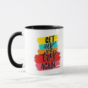 Caneca Levante-se e tente novamente motivacional