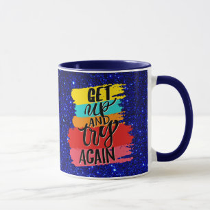 Caneca Levante-se e tente novamente motivacional