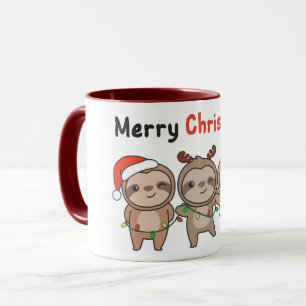 Caneca Leve Natal Bonita Sloths Feliz Natal
