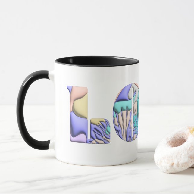Caneca LGBTQIA LOVE é LOVE Rainbow Hearde Pride Flag (Com Donut)