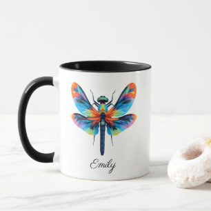 Caneca Libélula Arco-íris Nome Personalizado