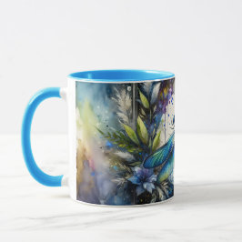 Caneca Libélula Azul Botânica Aquarela
