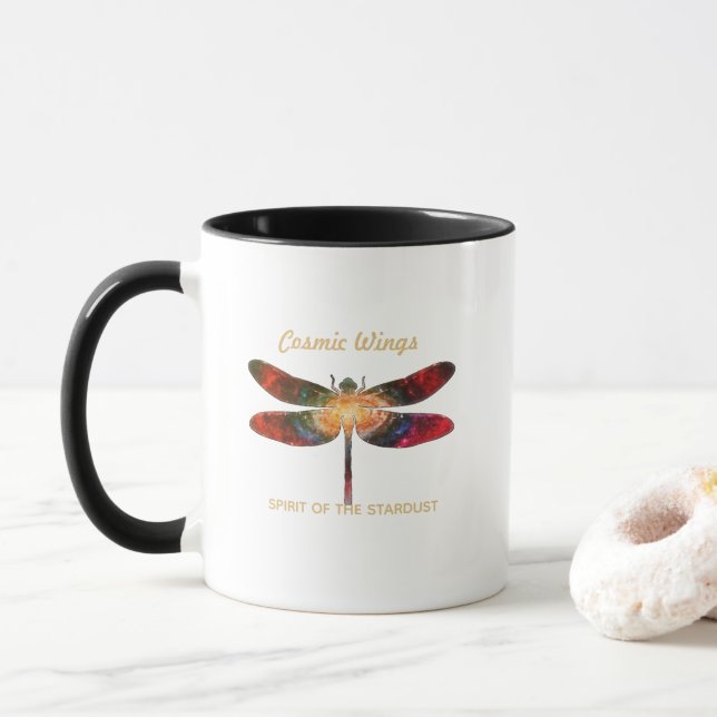 Caneca Libélula Cósmica • Asas da Galáxia e Trilhas da Ne (Com Donut)