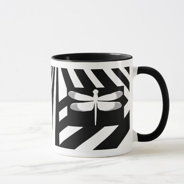 Caneca Libélula preto e branco (Direita)