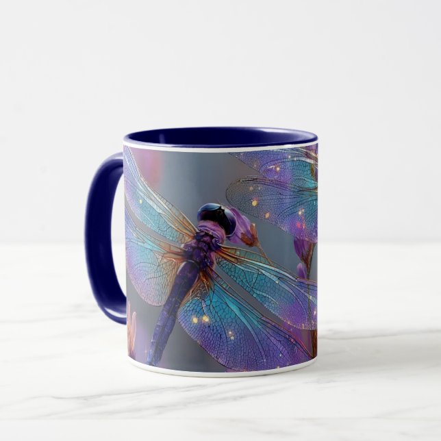 Caneca libélulas roxas e azuis (Frente Esquerda)