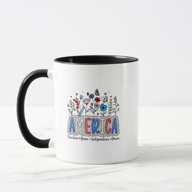 Caneca Liberdade Americana Independência Corajosa Poder 4 (Esquerda)