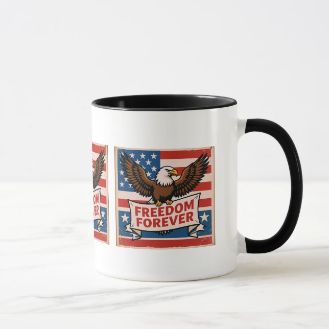 Caneca Liberdade para sempre bandeira americana Bald Eagl (Direita)