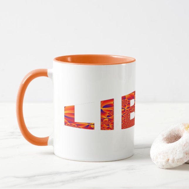 Caneca Libra - Amarelo Laranja Fogo Azul (Com Donut)