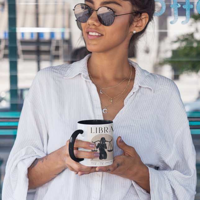 Caneca Libra Feminina Zodiac Design Brown Black 15 OZ (Criador carregado)
