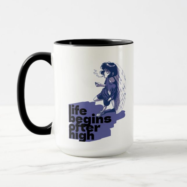 Caneca life begins ofter high tea mug (Esquerda)