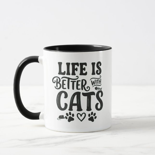 Caneca Life is Better With Cats - Presente de Xíca (Esquerda)