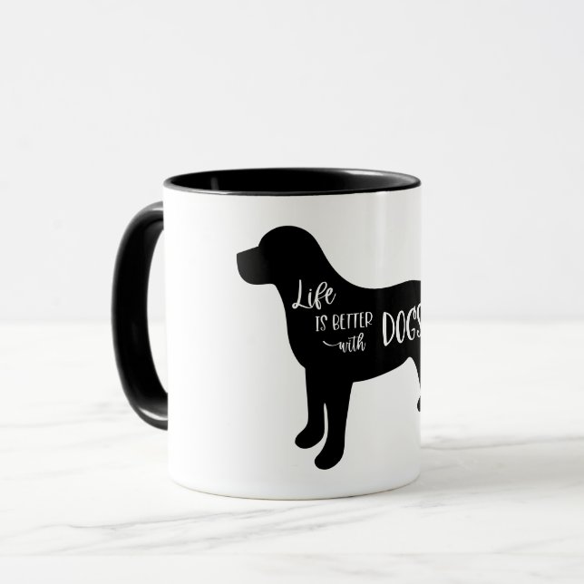 Caneca Life Is Better With Dogs Black and White (Frente Esquerda)