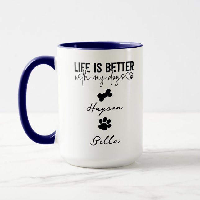 Caneca Life Is Better With Puppy Dogs Cute Dog Lover (Esquerda)