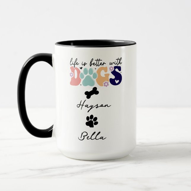 Caneca Life Is Better With Puppy Dogs Cute Dog Lover (Esquerda)