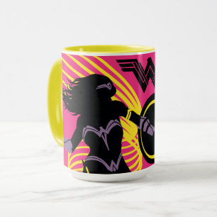 Caneca Liga da Justiça   Ícone Silhuette de Mulher Maravi