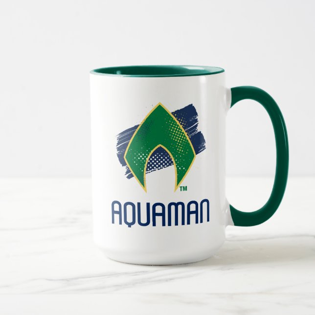 Caneca Liga da Justiça | Símbolo de Aquaman Pincel e Meio (Direita)