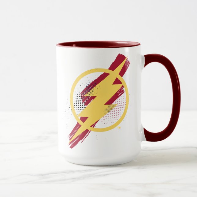 Caneca Liga da Justiça | Símbolo Flash Pincel e Meio-Tons (Direita)