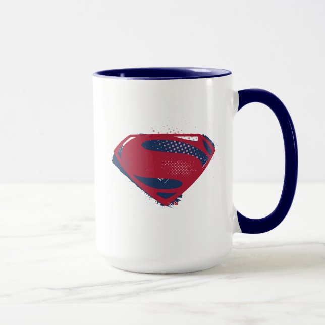Caneca Liga da Justiça | Símbolo Superman Pincel e Meio-T (Direita)
