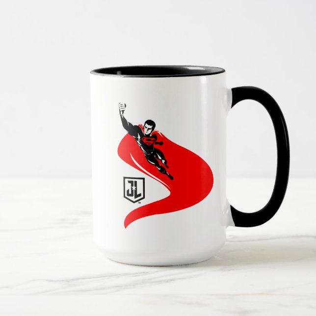 Caneca Liga da Justiça | Superman Flying Noir Pop Art (Direita)