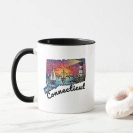 Caneca Lighthouse do Estilo de Tatuagem do Estado de Conn
