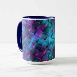 Caneca Lilac a rosa ou triângulos azuis manchados quadrad