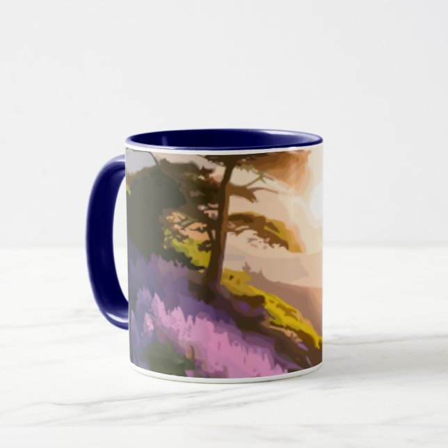 Caneca Lilac Flowers Bloom em Hill no Sunset Glow (Frente Esquerda)