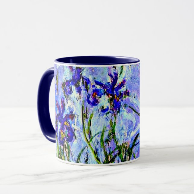 Caneca Lilac Irrises por Claude Monet Mug (Frente Esquerda)